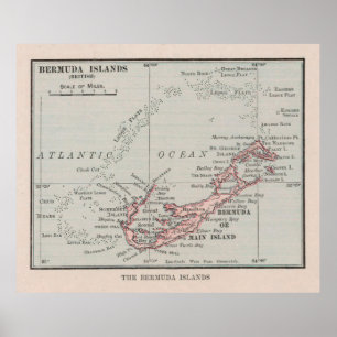 Old Bermuda Map (1912) Bermudian Island Poster