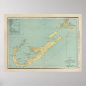 Old Bermuda Map (1924) Bermudian Island Poster (Voorkant)