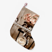 Old bicycle and flowers blur in background process kleine kerstsok (Voorkant (Hangend))