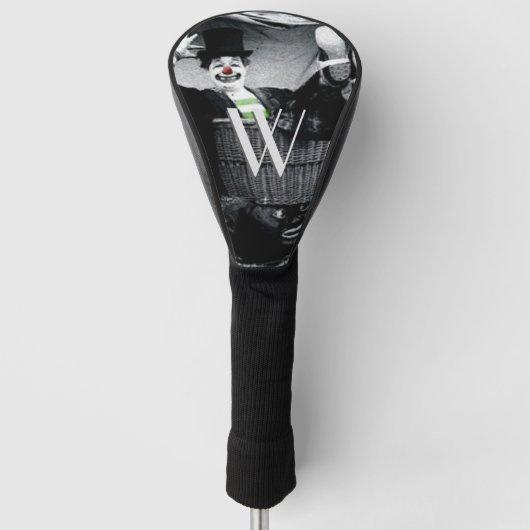 Old Black and White Photo of a Goofy Clown Golfheadcover (Voorkant)