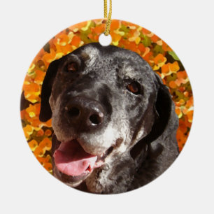 Old Black Labrador Keramisch Ornament