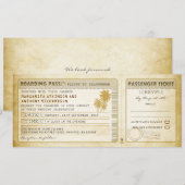 Old Boarding Pass Wedding Tickets-Invites & RSVP Kaart (Voorkant / Achterkant)