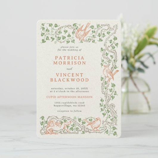 Old Book Cupid's Afternoon Faire-part de mariage (Debout devant)