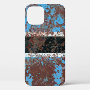 Old Botswana grunge background flagract, gerijpt, iPhone 12 Hoesje