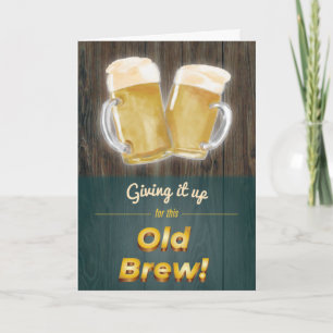 "Old Brew" Punny Beer Wood Birthday Card Kaart