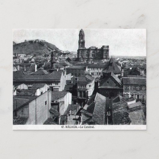 Old Briefkaart - Cathedral, Malaga, Spanje. (Voorkant)