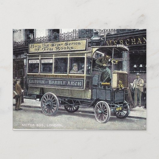 Old Briefkaart - London Motor Bus (Voorkant)