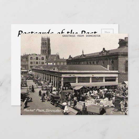 Old Briefkaart - Market Place, Doncaster, Yorkshir (Voorkant / Achterkant)