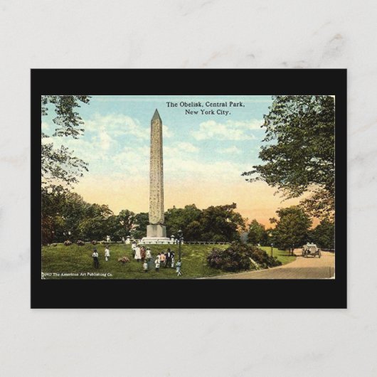 Old Briefkaart - Obelisk, Central Park, NYC, 1917 (Voorkant)