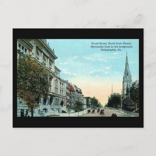 Old Briefkaart - Philadelphia, Broad Street (Voorkant)