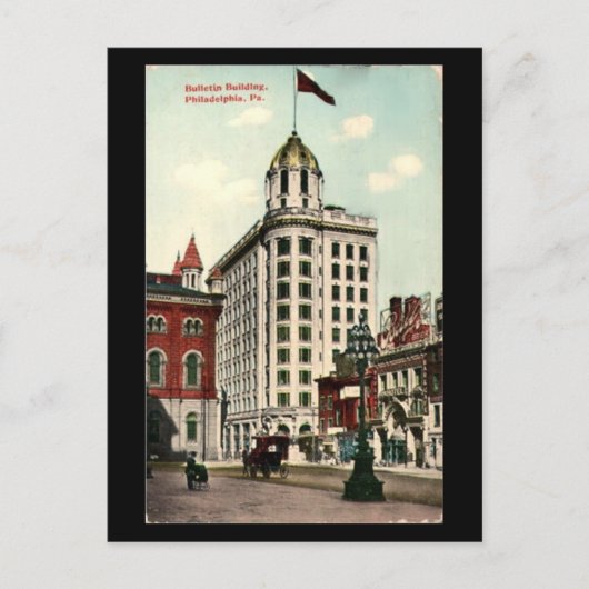Old Briefkaart - Philadelphia Bulletin Building (Voorkant)