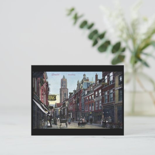 Old Briefkaart - Steenweg, Utrecht, Nederland. (Staand voorkant)