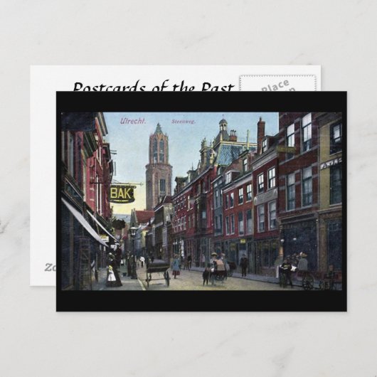 Old Briefkaart - Steenweg, Utrecht, Nederland. (Voorkant / Achterkant)