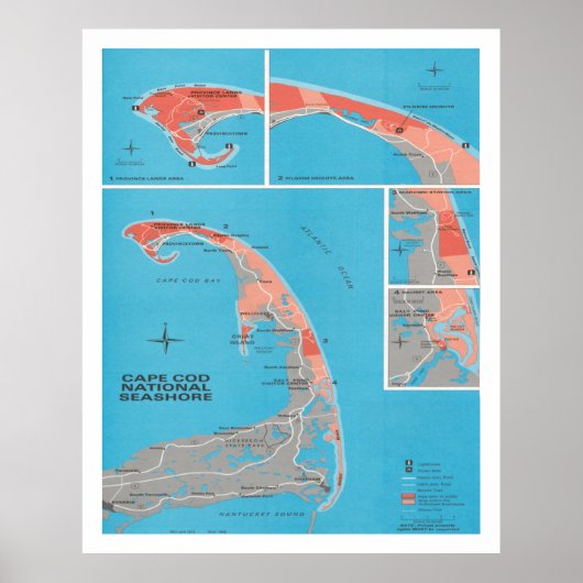 Old Cape Cod National Seashore Kaart (1968) Poster (Voorkant)