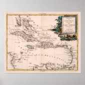 Old Caribbean Map (1785) West Indies Atlas Poster (Voorkant)