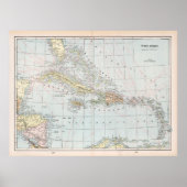 Old Caribbean Map (1901) West Indies Atlas Poster (Voorkant)