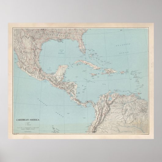 Old Caribbean Map (1961) West Indies Atlas Poster (Voorkant)