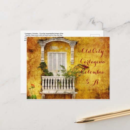 Old Cartagena Post Card Briefkaart (Voorkant / Achterkant in situ)