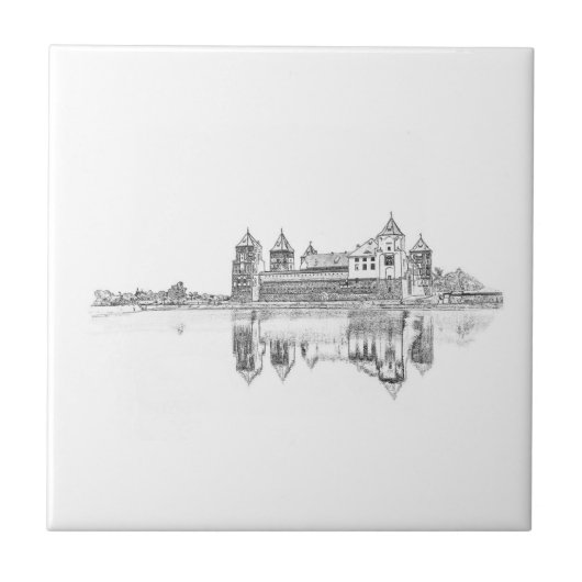 Old Castle Architecture Sketch Tegeltje (Voorkant)