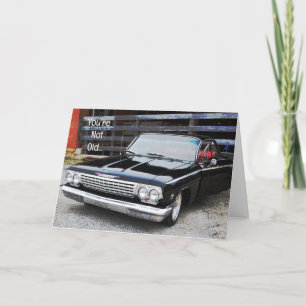 Old Classic Car Black  Impala Fun Verjaardag Kaart