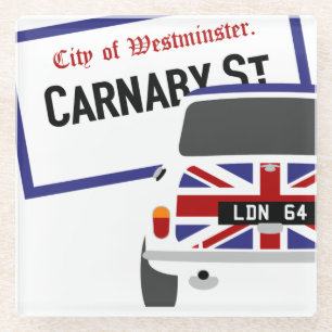 Old Classic Original 1960's London Mini Cooper Glazen Onderzetter