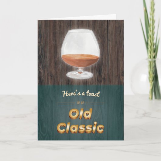 "Old Classic" Punny Brandy Wood Birthday Card Kaart (Voorkant)
