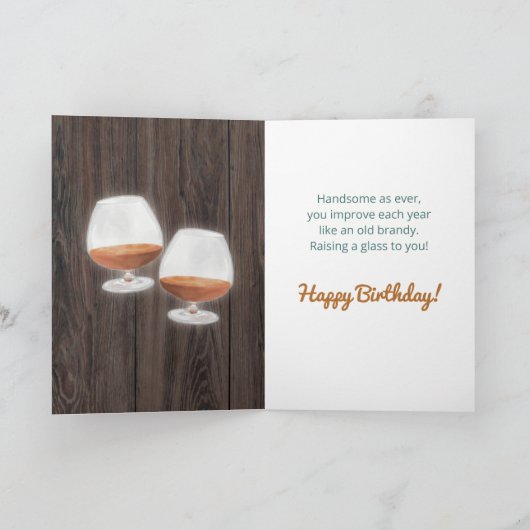 "Old Classic" Punny Brandy Wood Birthday Card Kaart (Binnen)