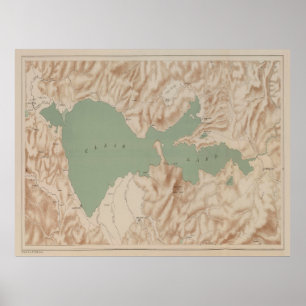Old Clear Lake California Map (1887) Bass Poster