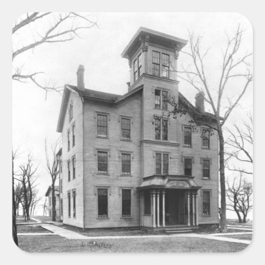 Old College, Evanston, gebouwd in 1855 Vierkante Sticker (Voorkant)