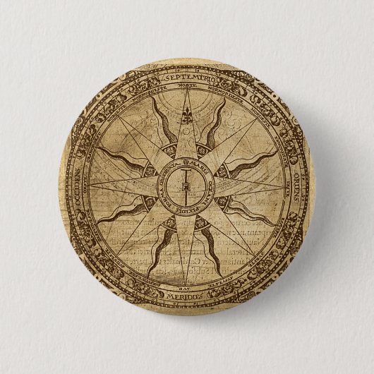 Old Compass Roos Ronde Button 5,7 Cm (Voorkant)