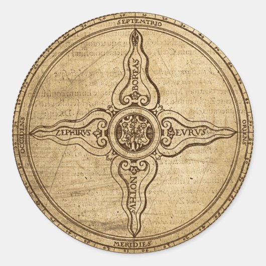 Old Compass Roos Ronde Sticker (Voorkant)