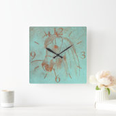 Old Copper Engraved Horse Vierkante Klok (Huis)