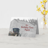 Old Country Barn & Pickup- -pas het aan Kaart (Gele Bloem)