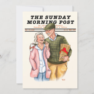 Old Couple Magazine (Norman Rockwell Style) Feestdagenkaart