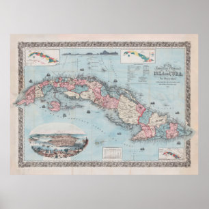 Old Cuba Map (1868) Cuban Island Atlas Poster