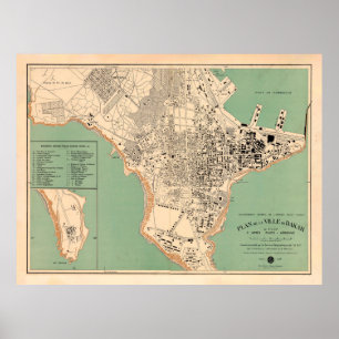 Old Dakar Senegal Map (1925) Poster
