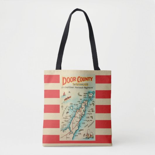 Old Door County Map Shoulder Tote Draagtas (Voorkant)
