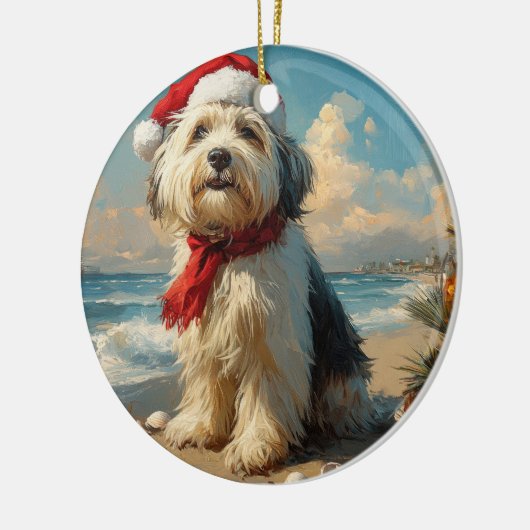 Old English Sheepdog Christmas Beach Keramisch Ornament (Links)