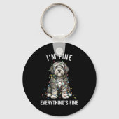 Old English Sheepdog Christmas I'm Fine Everything Sleutelhanger (Voorkant)