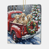 Old English Sheepdog Christmas Red Truck Holiday Keramisch Ornament (Links)