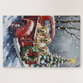 Old English Sheepdog Christmas Red Truck Holiday Legpuzzel (Horizontaal)