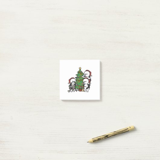Old English Sheepdog Christmas Tree Post-it® Notes (Op bureau)