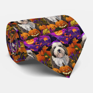 Old English Sheepdog Halloween Heksenpompoen Stropdas