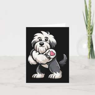 Old English Sheepdog I Love Mom Funny Dog Tattoo Kaart