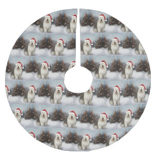 Old English Sheepdog in Kerstsneeuw Kerstboom Rok