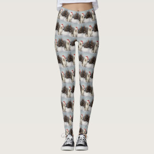 Old English Sheepdog in Sneeuw Kerstmis Leggings