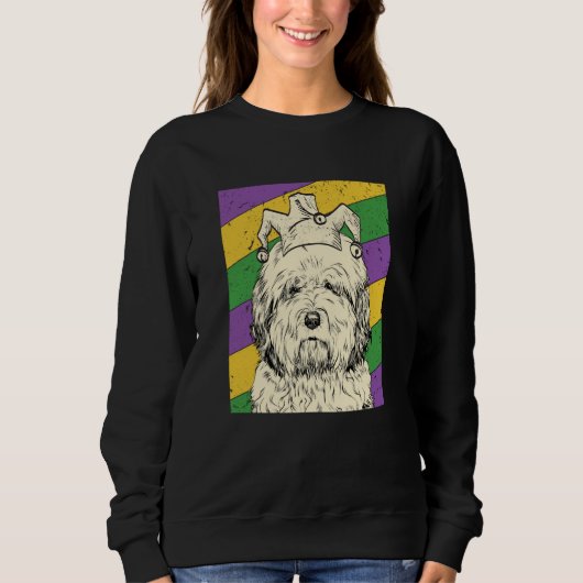 Old English Sheepdog Jester Mardi Gras Dog Mom or Trui (Voorkant)
