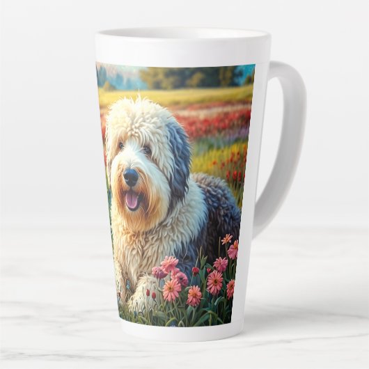 Old English Sheepdog Latte Mok (Rechterhoek)
