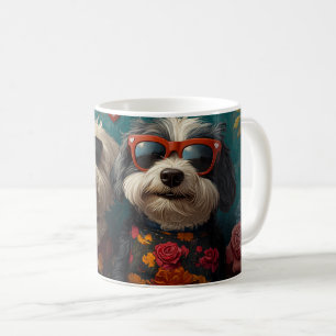 Old English Sheepdog met rozen Valentijnsdag Koffiemok