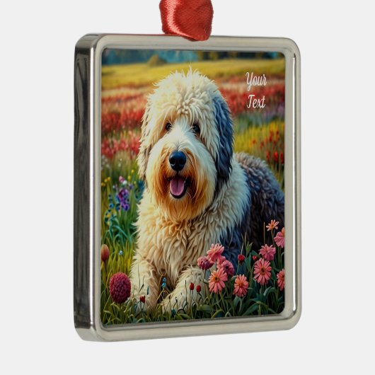 Old English Sheepdog Metalen Ornament (Rechts)